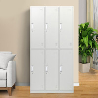 豆乐奇6门钢制更衣柜员工储物柜工厂宿舍更衣柜带锁铁皮存放收纳柜鞋柜 尺寸1800*900*420 1个