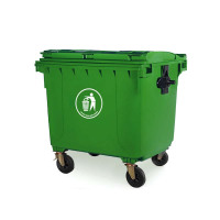 贾思德 1100L升塑料垃圾桶户外大号环垃圾车手推清洁车1100L移动垃圾箱