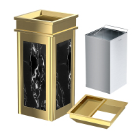 贾思德 不锈钢垃圾桶 酒店垃圾桶宾馆电梯口带烟灰缸垃圾桶上开口 钛金黑白根