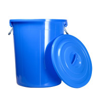 贾思德 塑料桶100L蓝色带盖圆桶大容量蓄水桶收纳桶