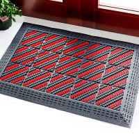 梵雅曼 门厅防滑防尘地垫地板革三合一防尘地垫三刷灰红150*180cm(123片含边条)(单位:块)