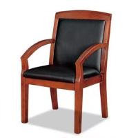 豆乐奇 实木会议椅橡木扶手椅 红胡桃色