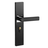 XMSJ 黑色铝合金门锁室内门把手家用通用型卧室房门房间木门执手具 黑+银(铝合金材质)整套