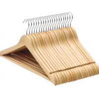 豆乐奇 实木衣架裤夹裤架家用挂衣服装店衣挂欧式成人木质衣撑衣橱衣帽间 经典原木色10支