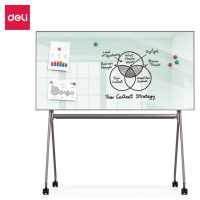 得力(deli)芭蕾支架玻璃白板150*90cm稳固型磁性钢化玻璃带架子白板办公会议写字板黑板50071