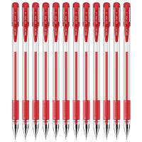 得力(deli) 6601红色中性笔0.5mm半针管碳素中性笔水性笔签字笔办公用品学生用笔(红)(120支)