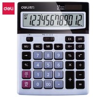 得力(deli)1654计算器 双电源宽屏办公桌面计算器 财务计算机 办公用品 银色 4个