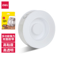 得力(deli)30mm*3m*2mm纳米强力魔力胶带 透明车用无痕双面胶 加厚款33603 可重复使用(12个装)