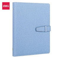 得力 deli 3309 时尚活页扣带皮面本100张 商务办公插袋记事本日记本笔记本子 2本装 颜色随机