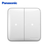 松下 开关面板双开双控墙壁开关86型复位式带led灯格彩系列WPC514白色