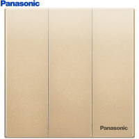 松下(Panasonic)开关面板 三开单控开关86型悦宸系列WMWM505MYZ香槟金