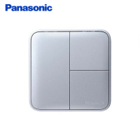 松下 开关面板 三开单控墙壁开关86型复位式 格彩系列WPC505MW晶钻灰