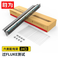 胜为六类屏蔽配线架WNDF624G1U机架式 24口 六类 千兆 冷轧板黑色 锌合金免打屏蔽模块