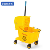 苏识 酒店洗拖把挤水拖布压水墩布清洁榨水车32L 黄色 辆 4150055