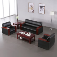 東業家具 办公沙发简约现代商务接待室会客单人三人位办公室茶几组合套装(单位:套)