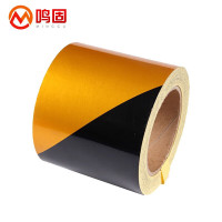 鸣固 反光警示胶带 黄黑斜纹反光条 消防安全警戒线标识反光膜 宽10cm长45米/卷