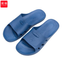 谋福 托鞋黑色蓝色SPU/PVC交叉拖鞋防滑工鞋无尘车间ESD拖鞋(SPU六孔拖鞋蓝色 42 )