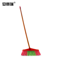 安赛瑞 扫把 木杆开丝塑料扫把 环卫扫水户外扫帚 短款硬毛斜五排2把7A00540