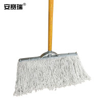 安赛瑞木杆拖把 老式墩布尘推棉线拖把 50cm长可悬挂拖把 工厂物业吸水拖布 白700575