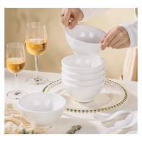 益美洁 密胺餐具 塑料小碗仿瓷米饭碗火锅快餐自助商用餐厅食堂汤粥碗 直径宽14cm(单位:个)