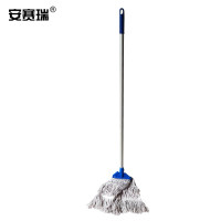 安赛瑞 棉拖把 夹紧式地拖 榨水车蜡拖整套棉墩布拖把 加厚拖把杆 打可拆卸24393