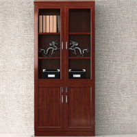 潮门圣地办公室木质带锁实木油漆书柜资料柜2门文件柜0.8*0.4*2m