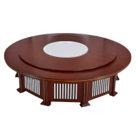 汇云星 大圆桌新中式电动餐桌胡桃木岩板餐桌20人电动2400mm (样式可选)