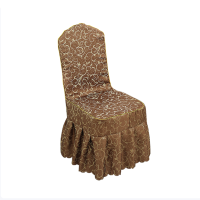 益美得 连体饭店椅子套婚庆宴会餐厅印花椅套咖啡色(个)