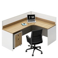 古睿德L型单人位办公桌椅组合办公室卡座屏风员工位职员电脑桌L型单人位含柜椅