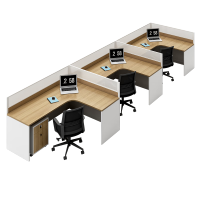 古睿德 L型三人位办公桌椅组合办公室卡座屏风员工位职员电脑桌L型三人位含柜椅