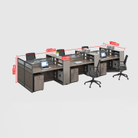 古睿德 一字型六人位职员办公桌现代简约屏风工位办公室员工桌组合 一字型六人位+活动柜