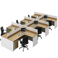 古睿德 L型六人位办公桌椅组合办公室卡座屏风员工位职员电脑桌L字型六人位含柜椅