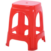 古睿德 单人凳加厚塑料凳子家用塑料凳客厅餐桌凳子浴室高凳板凳简约胶凳经济 红色 高46cm