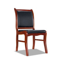 古睿德 无扶手实木会议椅办公椅皮革老板椅班前椅木制会客培训接待椅