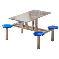臻远ZY-CZYA-14 不锈钢连体桌椅组合 4人位ABS凳面 1200*600*750