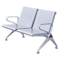 臻远ZY-JCY-07 连排椅机场椅公共座椅等候椅 加厚银色机场椅双人位