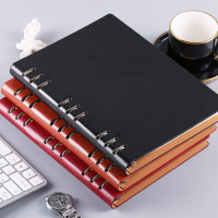 申士B5商务活页笔记本子简约可拆卸9孔内芯学生 办公记事本14816黑1本