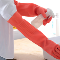 东方红 55CM橡胶手套加长袖防水耐用 1双装(红色) L码