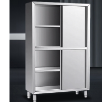 中伟 不锈钢厨房橱柜多功能餐边柜加厚商用碗柜推拉门锅具置物柜