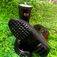 橡胶雨鞋老式黑色工矿靴上海双钱牌男女水鞋中筒厚底雨靴消防防汛 黑色双钱牌中筒 42