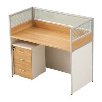 仓迪 CD-480 木质+铝合金边条屏风员工位办公桌卡座职员电脑桌含柜 一字型单人位1200*600*1100mm(张)