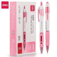 得力S09臻顺滑办公中性笔0.5mm弹簧头(红色)(盒)