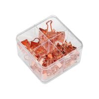 得力78205长尾票夹套装(玫瑰金)(盒)