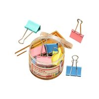 得力8551-1#彩色长尾票夹50mm(筒装)(混)(12只/盒)