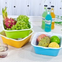 茶花 收纳篮双层洗菜篮 滤水篮洗菜篮 果蔬漏盆淘菜筛子 大中小 3只装