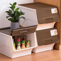 茶花塑料衣物收纳箱棉被整理箱34L 咖色 3个装