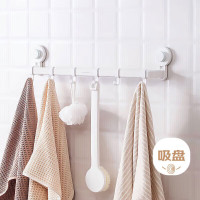 茶花 挂钩毛巾架 浴室置物架无痕免打孔卫生间收纳浴巾杆 白色 1只装.