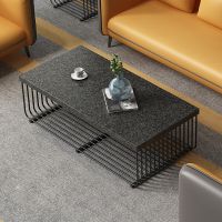 臻远ZYJJ-80213 简约办公沙发休闲沙发组合铁架岩板长茶几1200*600*450(张)