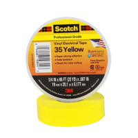 3M PVC电气绝缘胶带-优质相色 35# 黄色 19mm×20.1m 厚0.177mm 1卷.