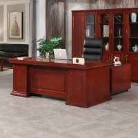 蕙艺办公桌经理桌油漆老板桌实木贴皮大班台现代主管桌1.6米含侧柜